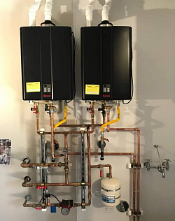 Double tankless water heater setup for outback steakhouse